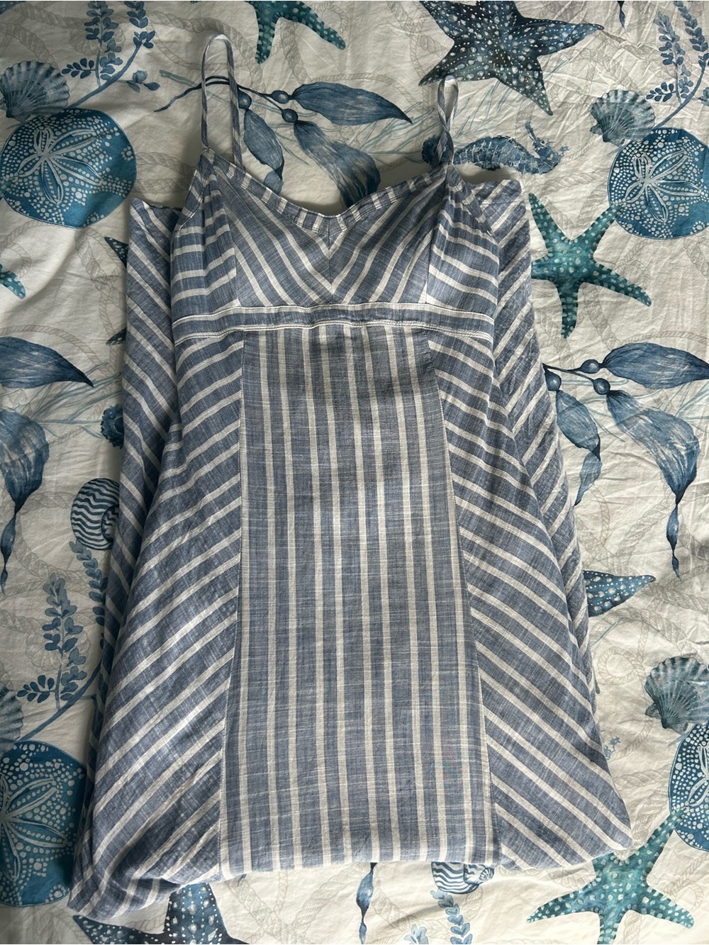 Athleta Blue and White Striped Wayfinder Dress
